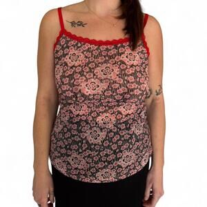 Josie natori pink floral lace/mesh Cami size medium